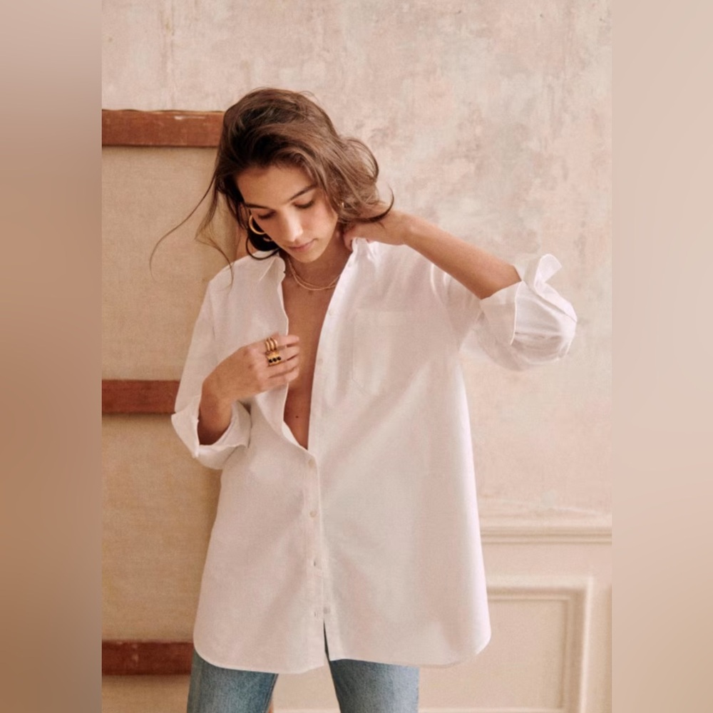 Sezane White Button Down Shirt